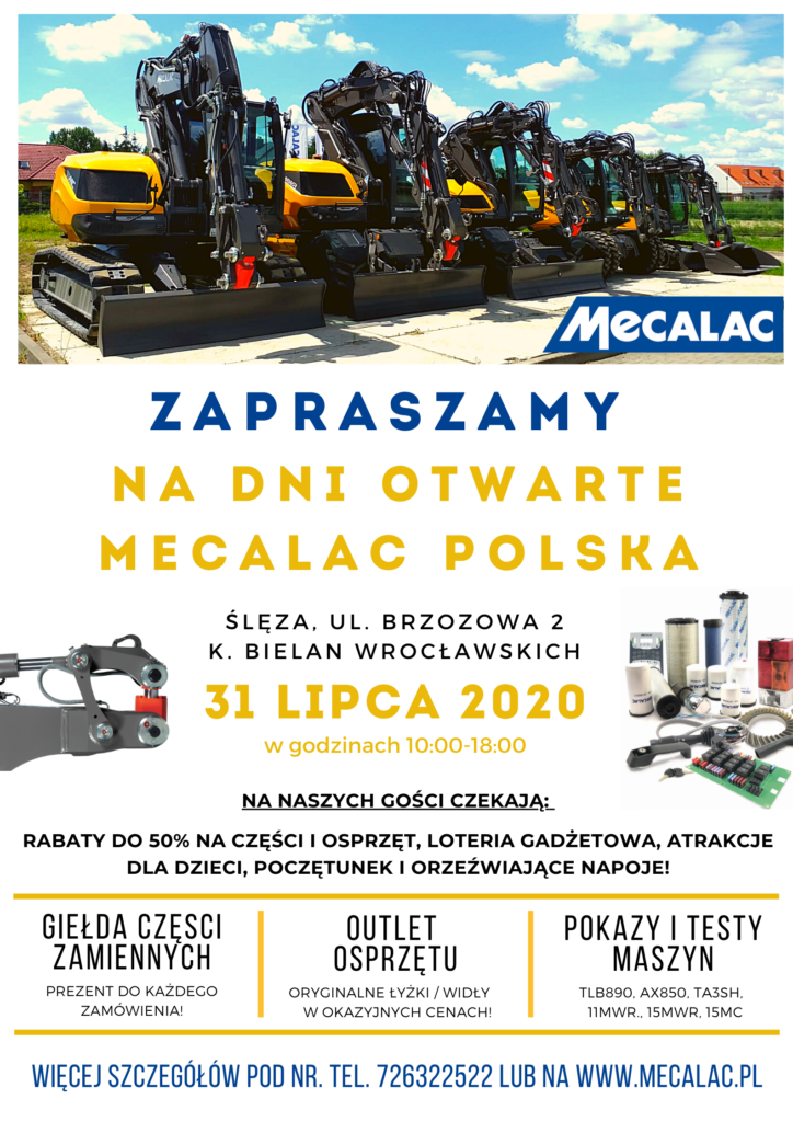 Zaproszenie na Dni Otwarte Mecalac Polska 31.07.2020 Mecalac